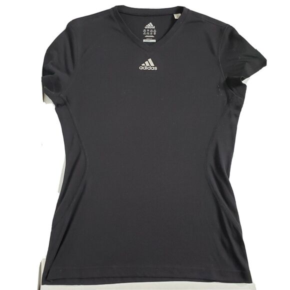 Adidas Clima Lite Women's T-Shirt Size Medium Black Short Sleeve Logo Fitted - Picture 3 of 9